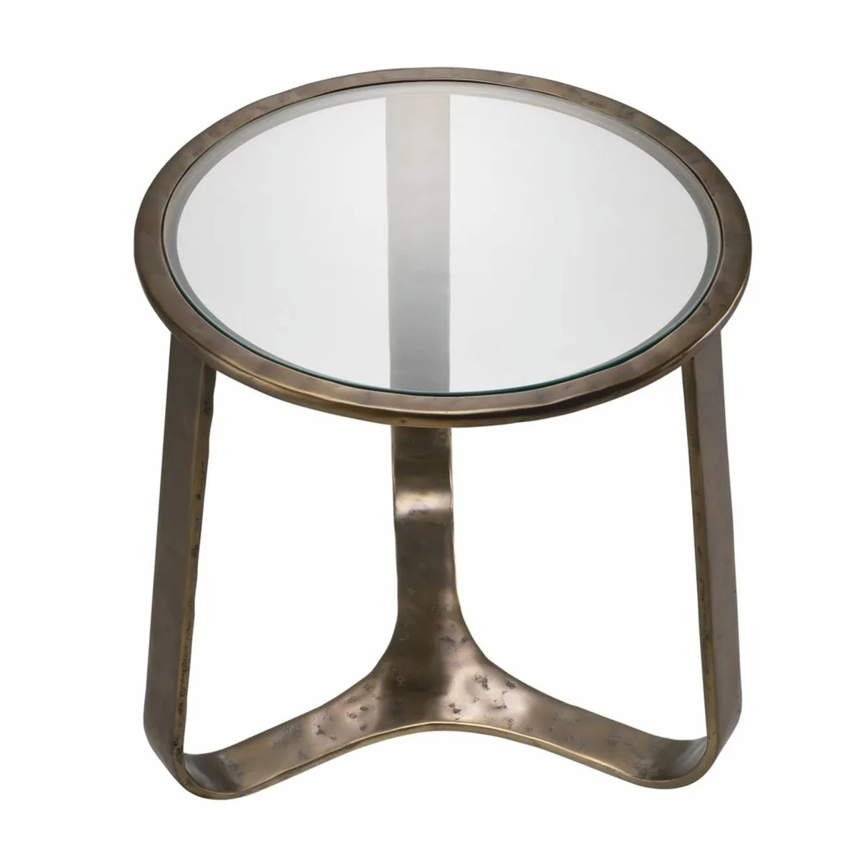 Luxus Aluminium Beistelltisch mit Glasplatte Bronze Ø 50 cm - Wohnzimmer Möbel