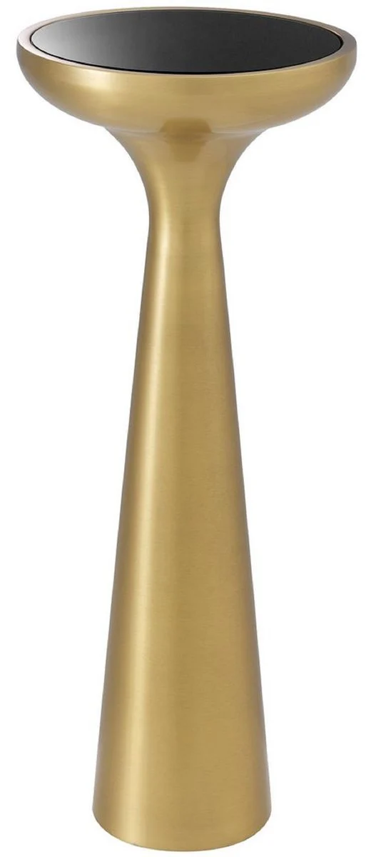 Luxus Beistelltisch Messing / Schwarz Ø 29 x H. 71,5 cm - Runder Edelstahl Tisch mit Glasplatte - Wohnzimmer Möbel