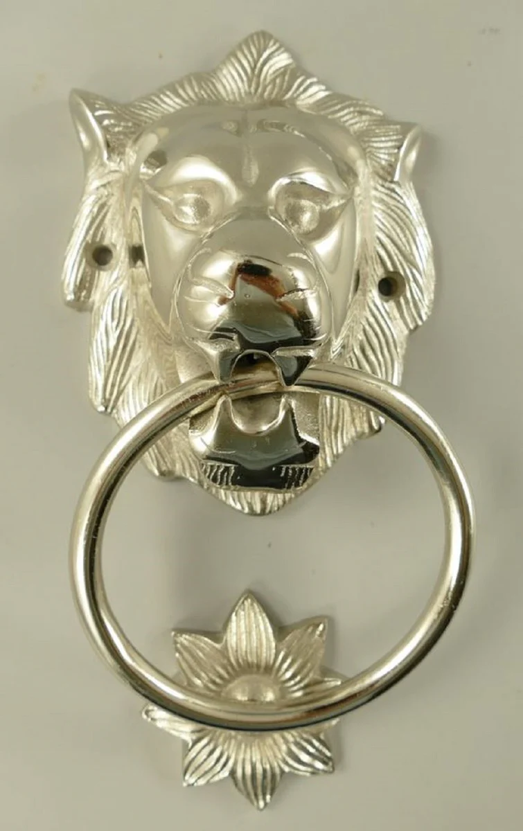 Barock Aluminium Türklopfer Löwe Silber H. 28 cm - Barock Deko Accessoires
