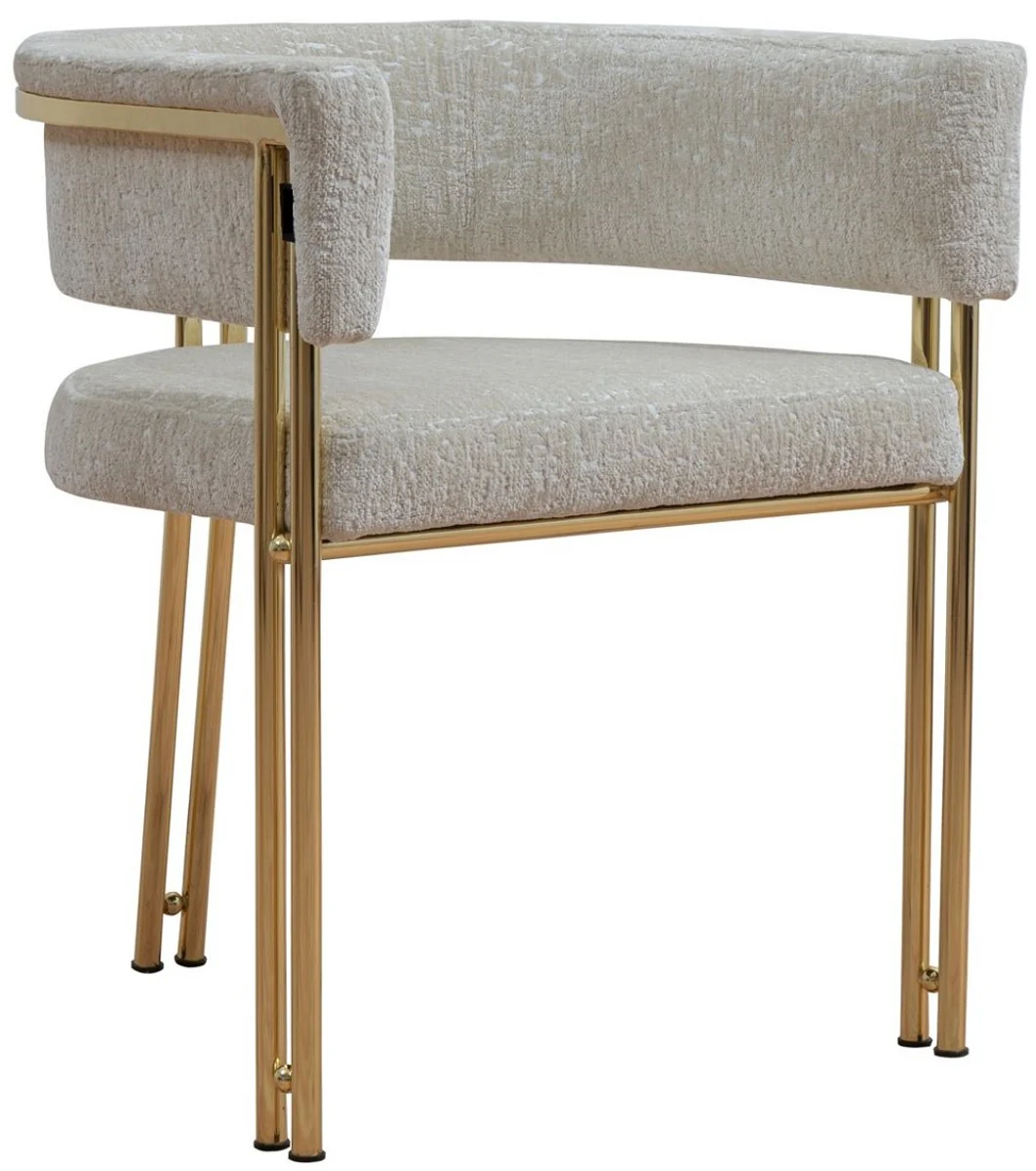 Luxus Esszimmer Stuhl 6er Set mit Armlehnen Grau / Gold H. 74 cm