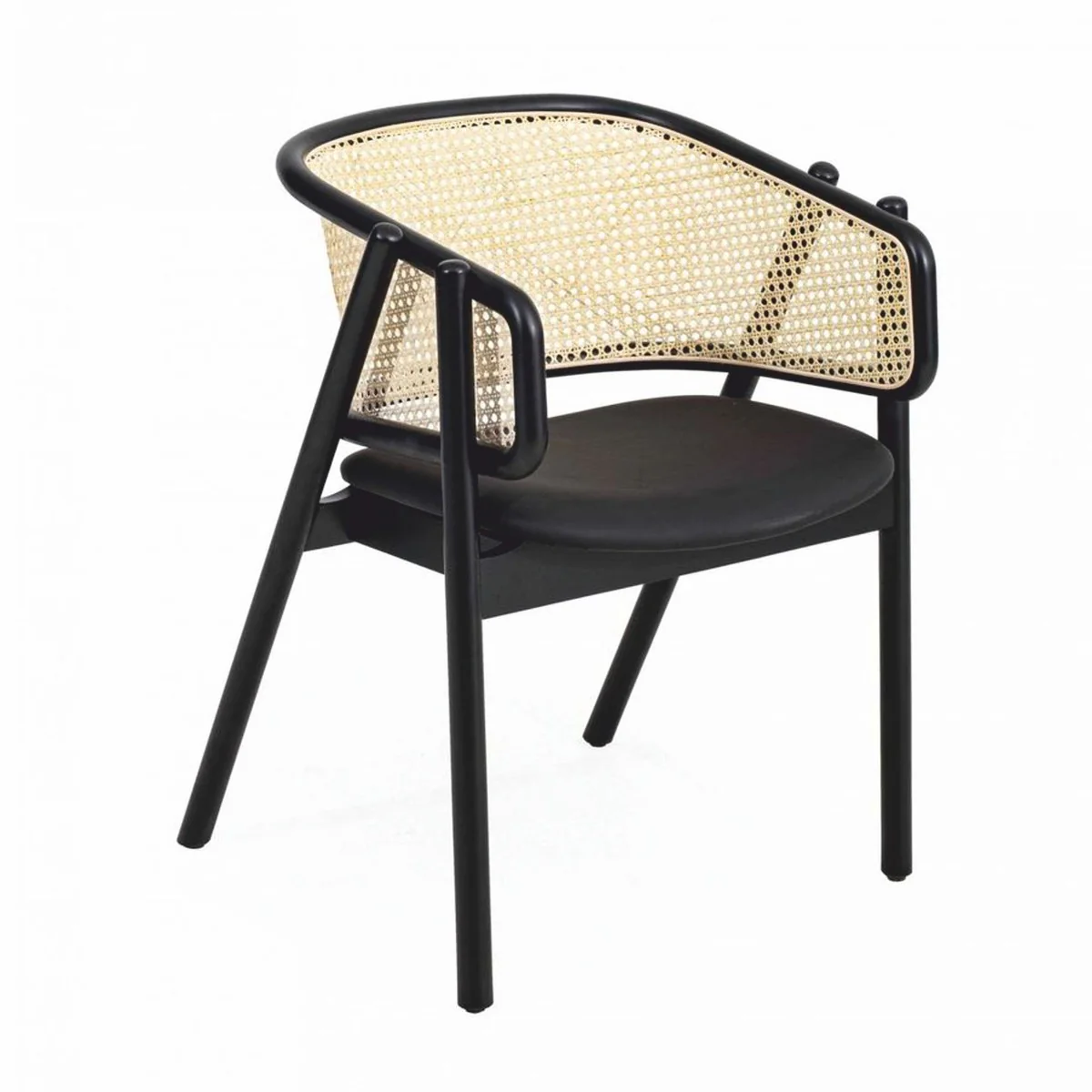 Luxus Esszimmer Stuhl mit Armlehnen Schwarz / Naturfarben - Esszimmer Möbel