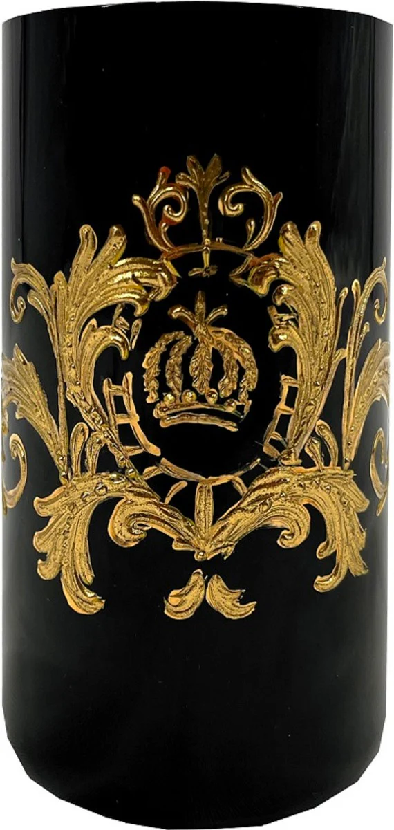 Pompöös by Luxus Wasserglas Set Schwarz / Gold Ø 6,5 x H. 14,5 cm - Wassergläser mit 24 Karat Vergoldung - Pompööse Gläser designed by Harald Glööckler