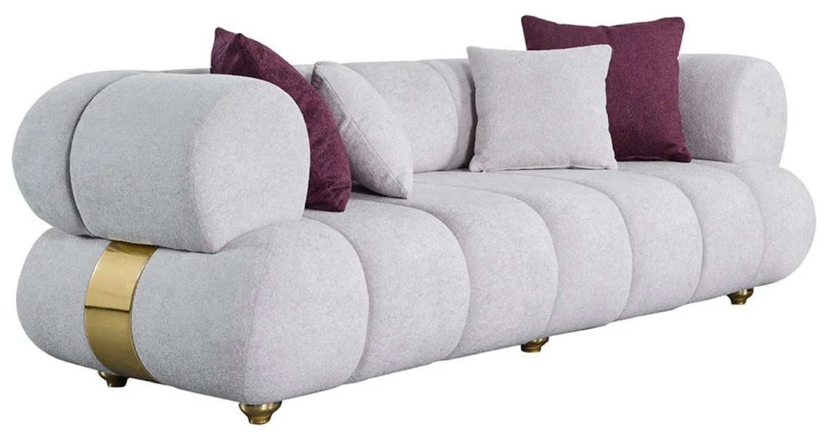 Luxus 3er Sofa Grau / Gold - Modernes Wohnzimmer Sofa - Moderne Wohnzimmer Möbel - Luxus Kollektion