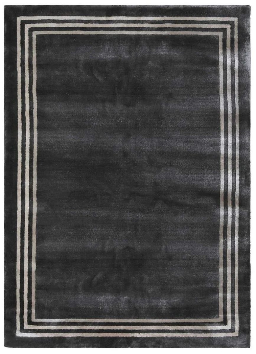 Luxus Viskose Teppich Schwarz / Grau 160 x 230 cm - Rechteckiger Wohnzimmer Teppich - Moderner Schlafzimmer Teppich - Luxus Interior - Luxus Qualität