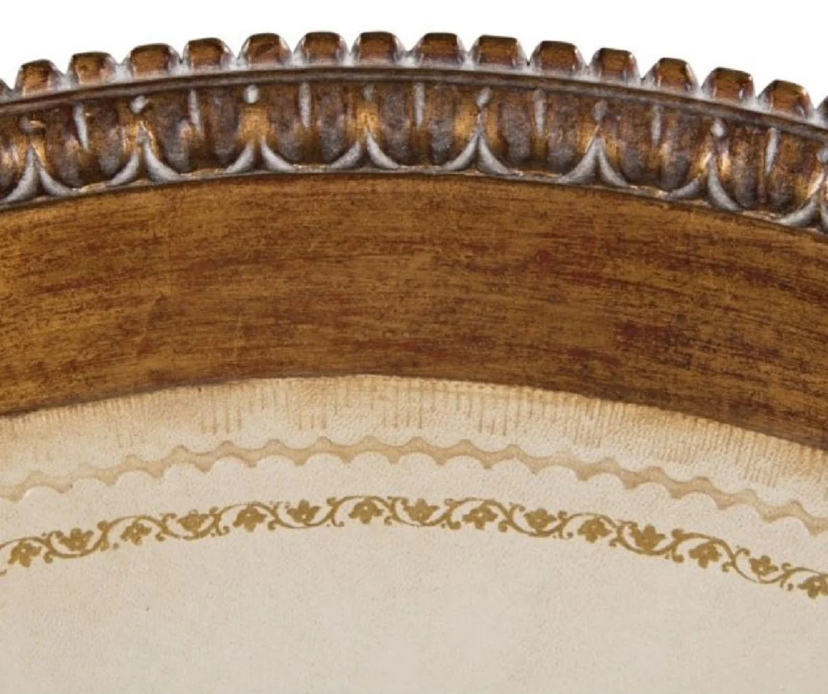 Luxus Barock Beistelltisch Braun / Weiß Ø 47 x H. 70 cm - Barock Wohnzimmermöbel