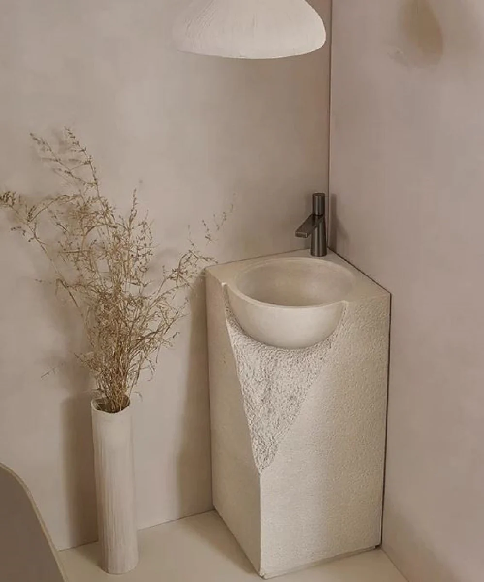 Luxus Waschtisch Grau 40 x 40 x H. 86 cm - Keramik Waschtisch mit integriertem Waschbecken - Luxus Badezimmer Möbel - Hotel Möbel - Luxus Qualität - Made in Italy