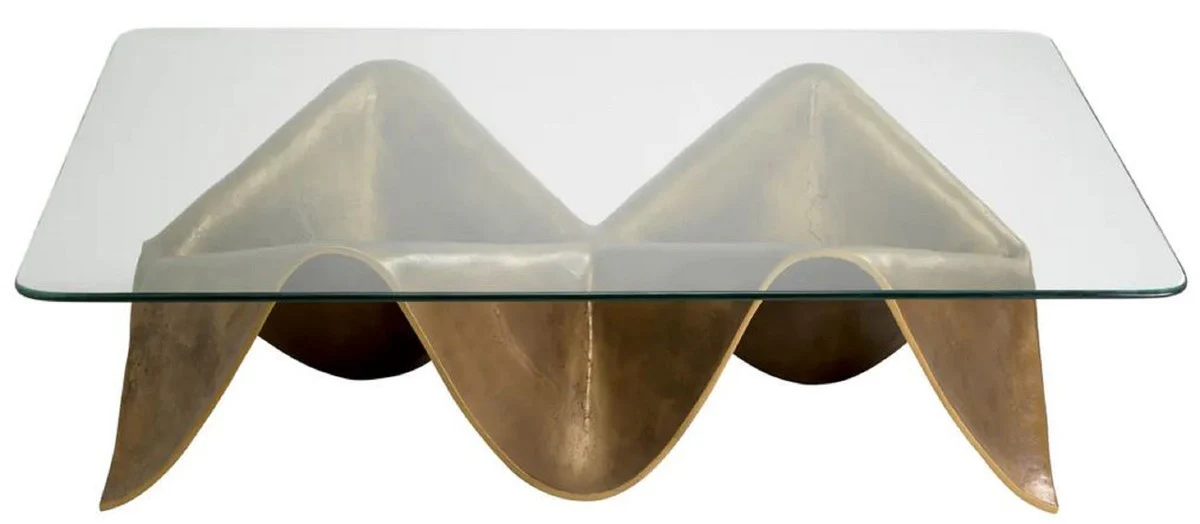 Luxus Aluminium Couchtisch Vintage Messing 140 cm