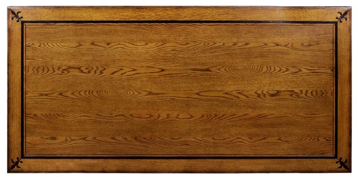 Luxus Landhausstil Esstisch Braun 210 x 102 x H. 77 cm - Rustikaler Massivholz Küchentisch - Rustikale Landhausstil Massivholz Esszimmer Möbel