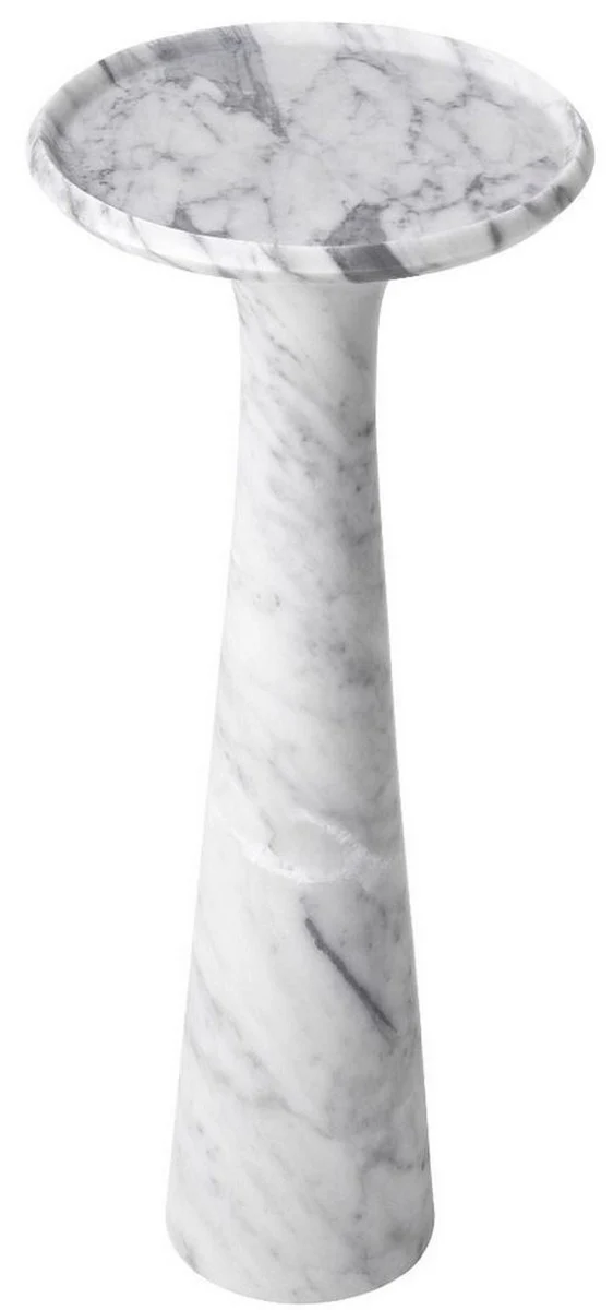 Luxus Beistelltisch Weiß Ø 30 x H. 71,5 cm - Runder Beistelltisch aus hochwertigem Carrara Marmor - Luxus Möbel