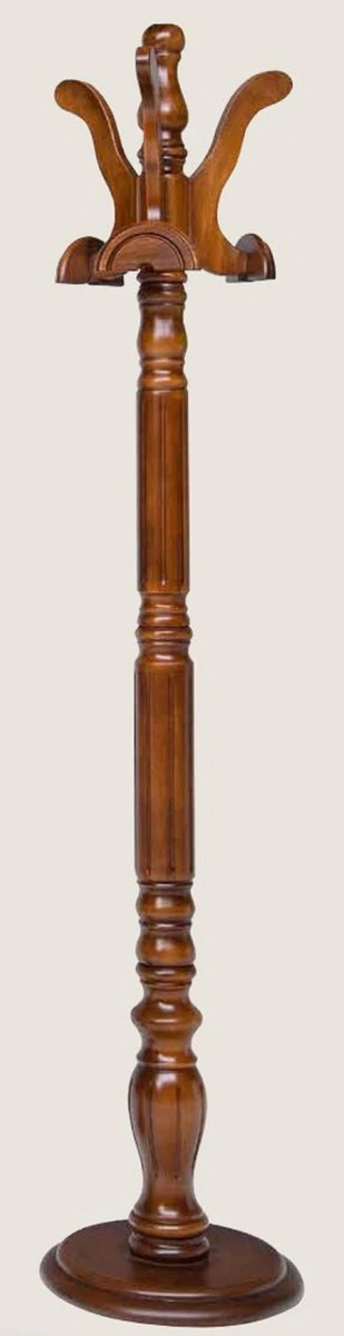 Luxus Garderobenständer Braun Ø 36 x H. 178 cm - Massivholz Kleiderständer - Garderoben Möbel - Hotel Möbel - Luxus Qualität - Made in Italy