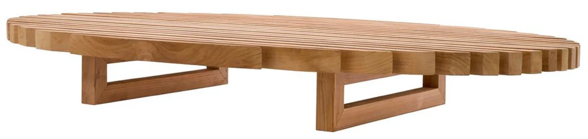Luxus Teak Couchtisch Naturfarben 170,5 x 99,5 x H. 21,5 cm - Ovaler Teakholz Wohnzimmertisch - Teakholz Wohnzimmer Möbel - Massivholz Möbel - Luxus Möbel - Luxus Einrichtung
