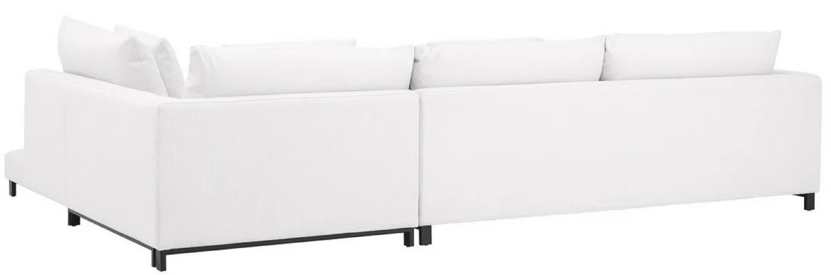 Luxus Ecksofa Weiß / Schwarz 320 x 200 x H. 64 cm - Edles Wohnzimmer Sofa mit Kissen - Luxus Möbel - Luxus Qualität