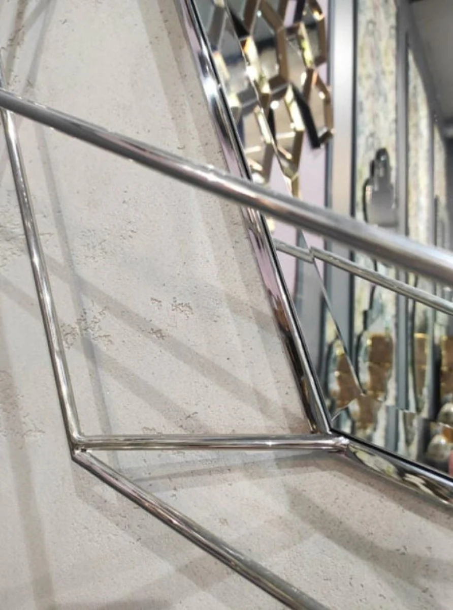 Luxus Wandspiegel Silber 92 x 12 x H. 141 cm - Wohnzimmer Spiegel - Schlafzimmer Spiegel - Garderoben Spiegel - Luxus Möbel