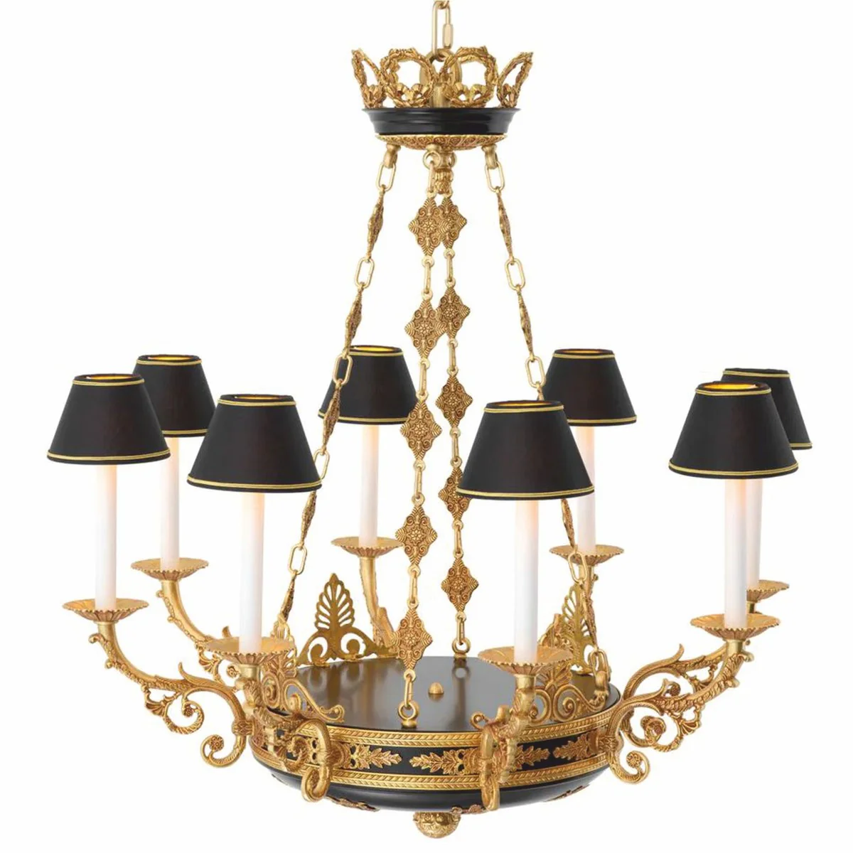 Luxus Barock Kronleuchter Antik Gold / Schwarz Ø 97 x H. 99 cm - Luxus Qualität