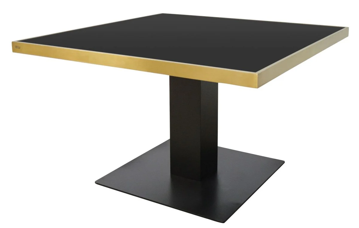 Designer Esstisch Schwarz / Gold 120 x 120 x H. 76 cm - Luxus Esszimmermöbel