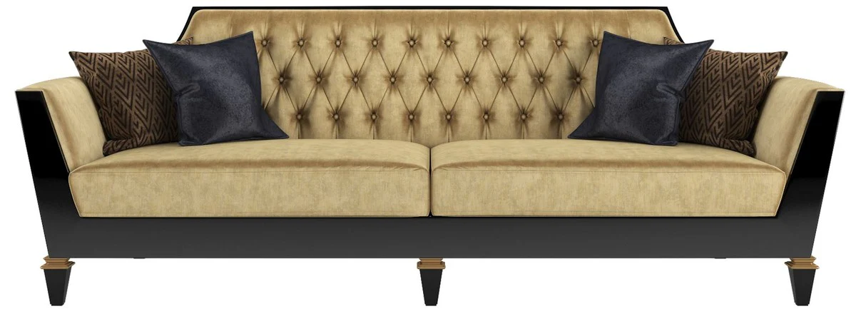 Luxus Barock Wohnzimmer Sofa Gold / Schwarz 260 x 95 x H. 93 cm - Prunkvolle Wohnzimmer Möbel im Barockstil