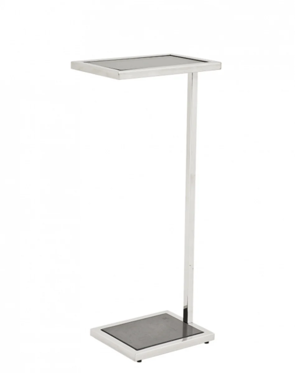 Luxus Art Deco Designer Beistelltisch mit Rauchglas und Granitplatte 31 x 20 x H. 72 cm - Hotel Möbel