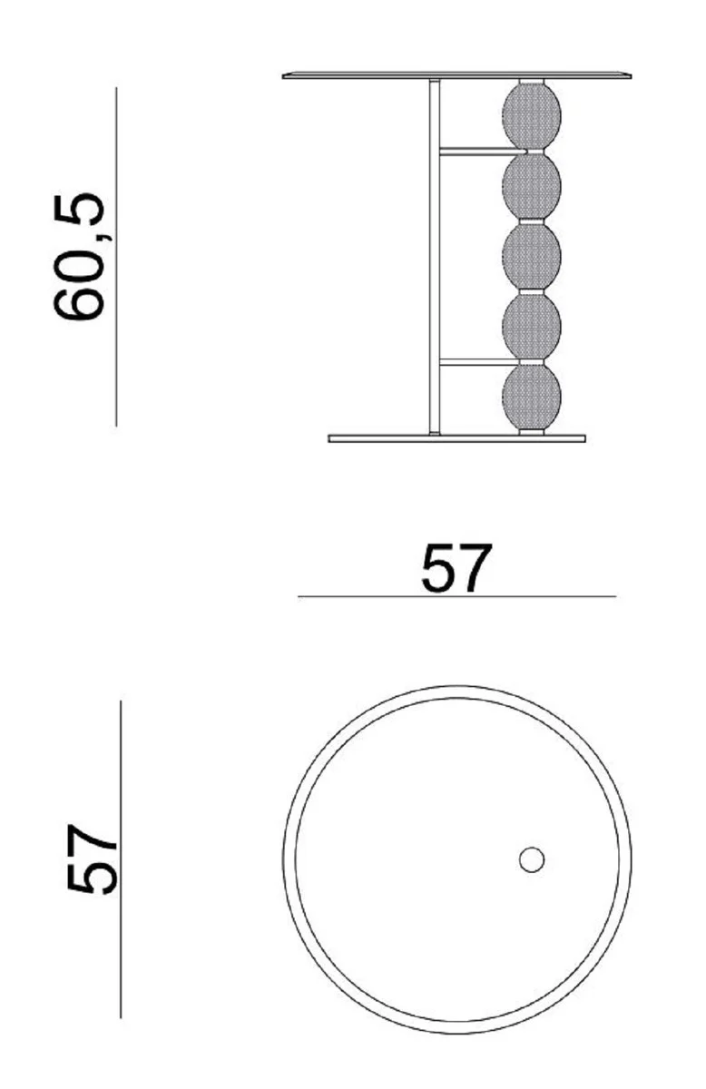 Luxus Beistelltisch Kupfer / Schwarz Ø 57 x H. 60,5 cm - Runder Metall Tisch mit Glasplatte und dekorativen Glaskugeln - Wohnzimmer Möbel - Hotel Möbel - Luxus Möbel