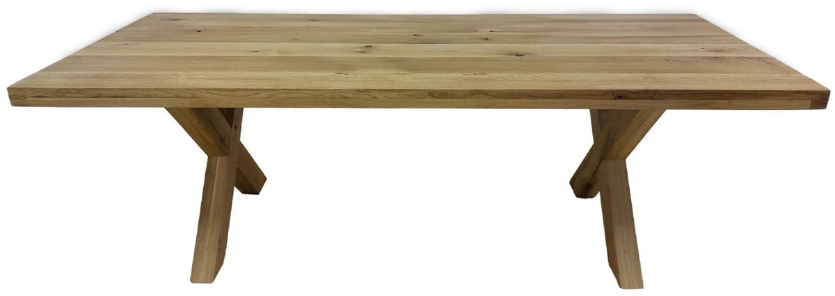 Luxus Massivholz Esstisch Naturfarben 240 x 100 x H. 78 cm - Rechteckiger Küchentisch - Esszimmer Möbel - Massivholz Möbel - Luxus Möbel