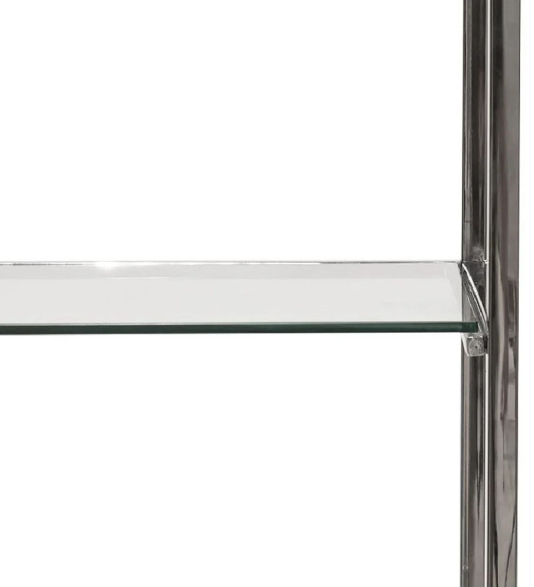 Regalschrank mit Leiter Silber / Schwarz 220 x 45 x H. 240 cm - Bücherschrank - Wohnzimmer Schrank - Büro Schrank - Wohnzimmer Möbel - Büro Möbel - Luxus Möbel