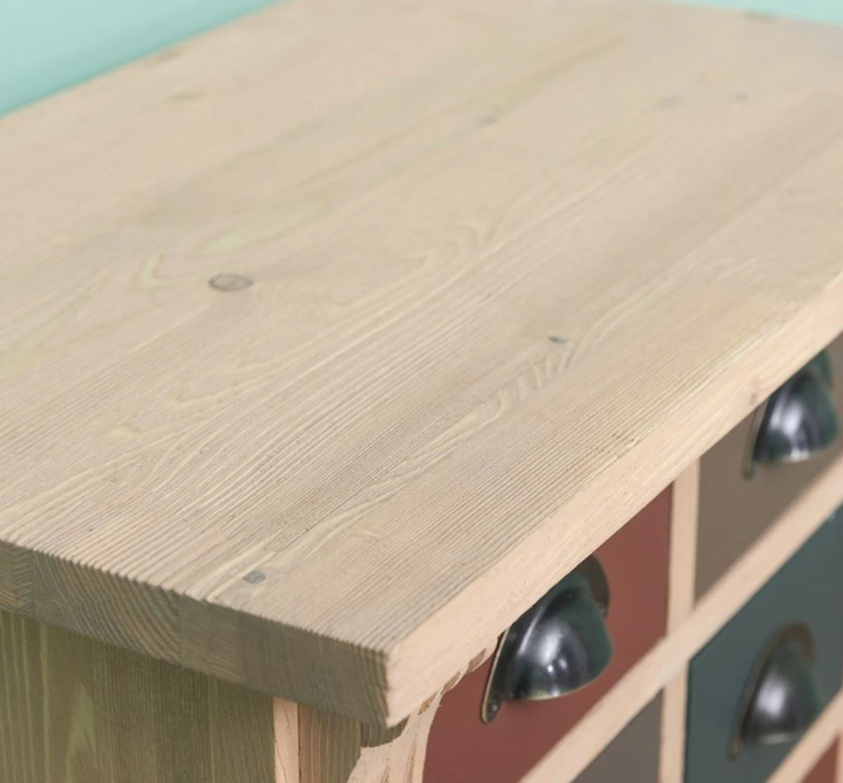 Landhausstil Massivholz Kommode mit 8 Schubladen Naturfarben / Mehrfarbig 60 x 36 x H. 100 cm - Landhausstil Möbel