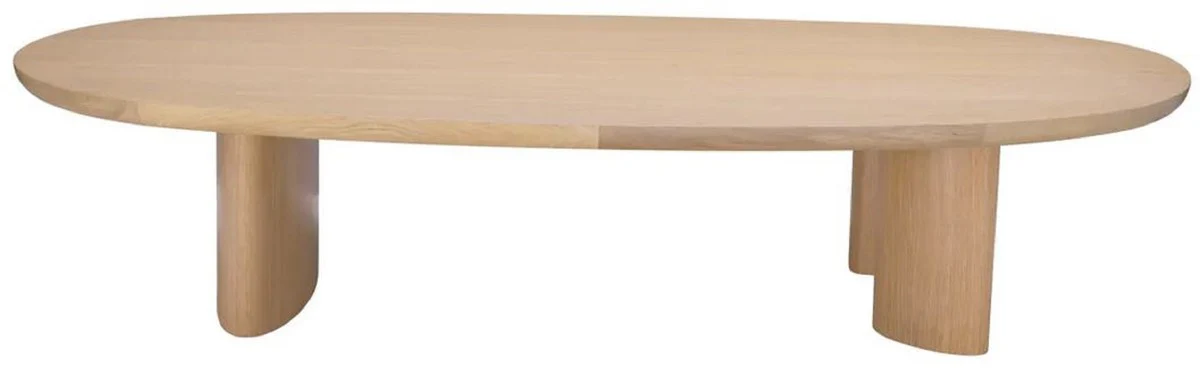 Luxus Couchtisch Naturfarben 168,5 x 86,5 x H. 35,5 cm - Ovaler Massivholz Wohnzimmertisch - Wohnzimmer Möbel - Luxus Möbel - Luxus Einrichtung