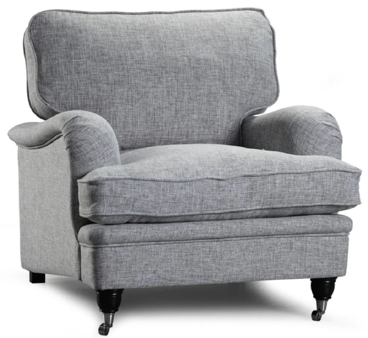 Luxus Sessel Grau / Schwarz 90 x 98 x H. 92 cm - Wohnzimmer Sessel - Wohnzimmer Möbel - Luxus Kollektion