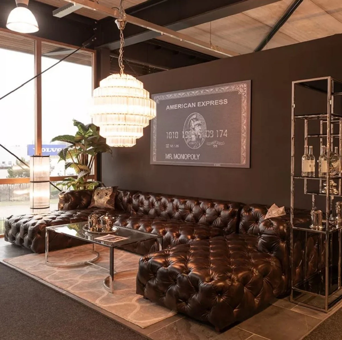 Luxus Chesterfield Leder U-Form Sofa Vintage Dunkelbraun 415 x 200 x H. 74 cm - 3-Teiliges Echtleder Wohnzimmer Sofa - Wohnzimmer Möbel - Chesterfield Möbel - Luxus Möbel