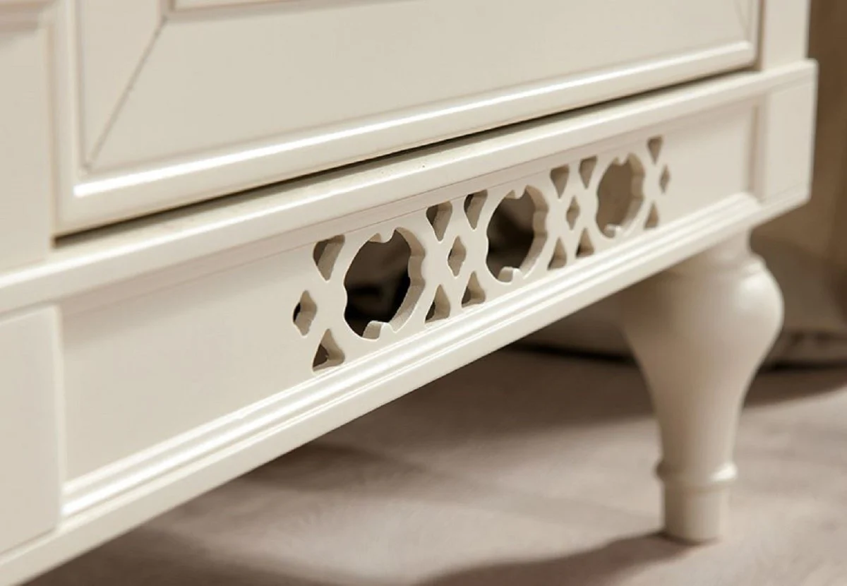 Luxus Jugendstil Schlafzimmerschrank Cremefarben 238 x 64,7 x H. 210,6 cm - Massivholz Kleiderschrank mit 4 Türen und 2 Schubladen - Barock & Jugendstil Schlafzimmer Möbel