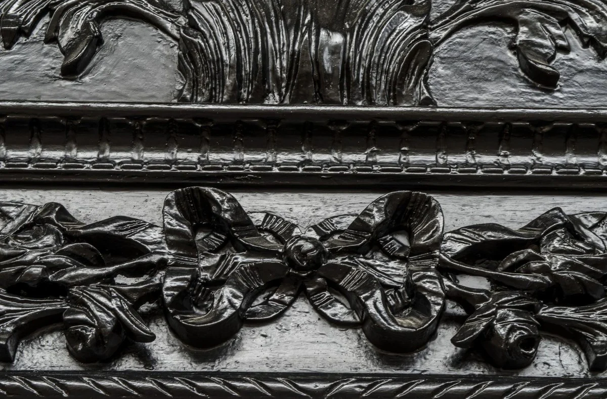 Luxus Barock Spiegel Schwarz - Handgefertigter Massivholz Spiegel im Barockstil - Barock Möbel - Edel & Prunkvoll