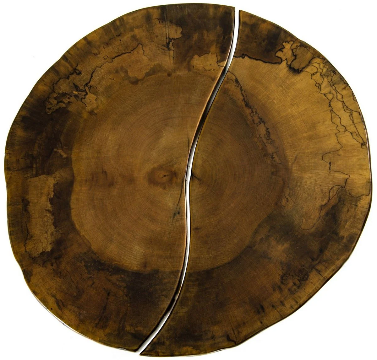 Luxus Couchtisch Braun / Naturfarben Ø 70 x H. 45 cm - Runder Wohnzimmertisch mit Massivholz Tischplatte - Wohnzimmer Möbel - Hotel Möbel - Luxus Möbel