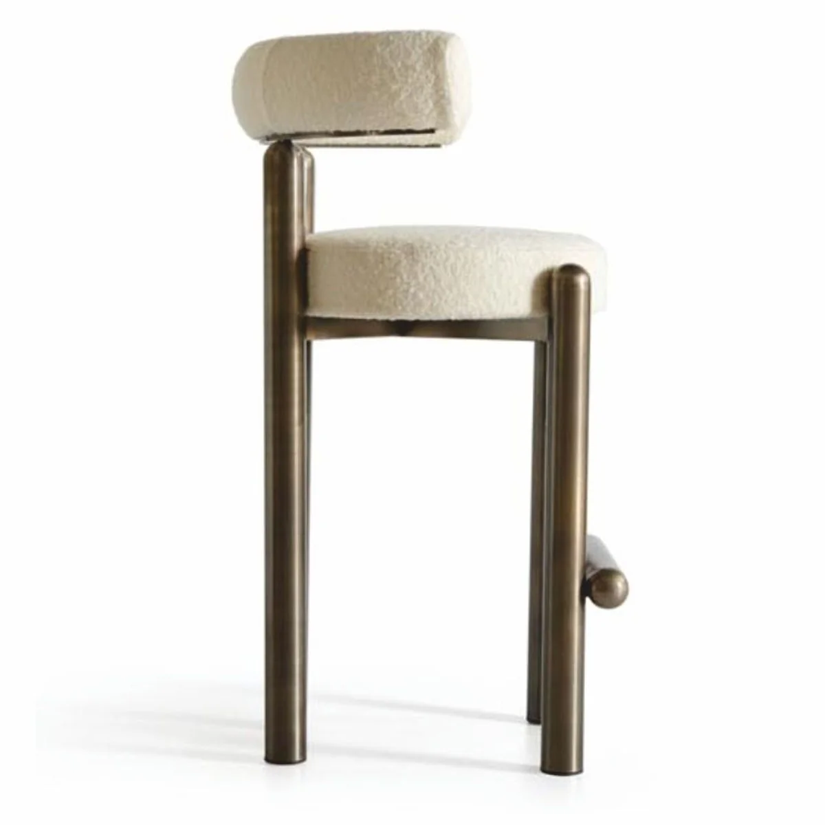Luxus Edelstahl Barstuhl Creme / Bronze H. 103 cm - Luxus Bar Möbel