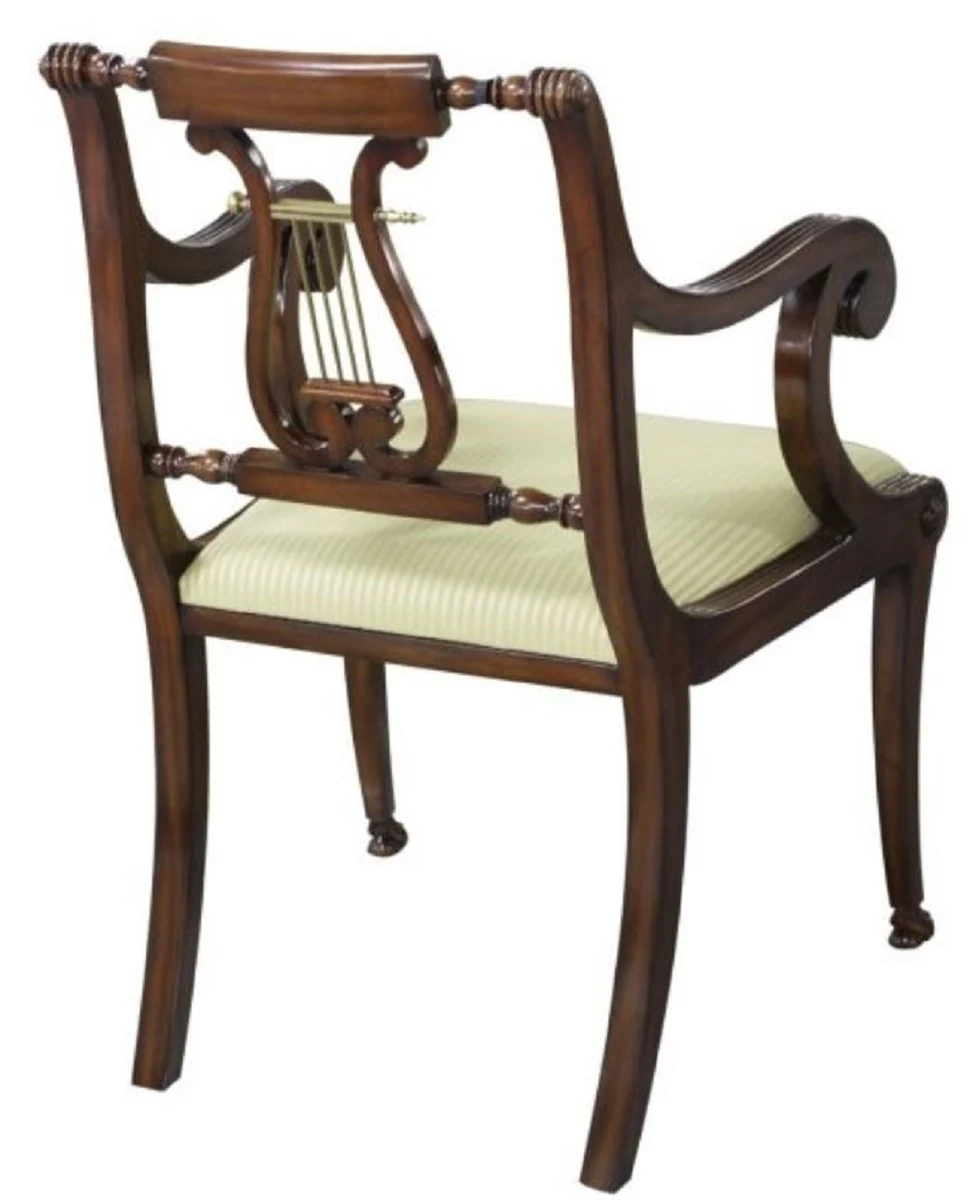 Luxus Barock Esszimmerstuhl mit Armlehnen Braun / Gold 59 x 59 x H. 88 cm - Esszimmermöbel