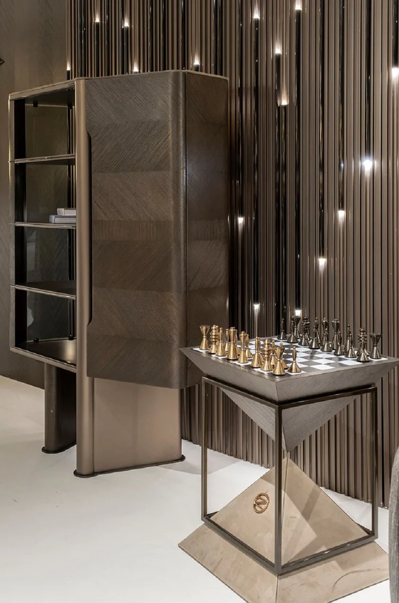 Luxus Vitrine Dunkelbraun / Bronze 105,95 x 48,15 x H. 170 cm - Vitrinenschrank mit Tür - Hotel Möbel - Luxus Möbel - Luxus Kollektion