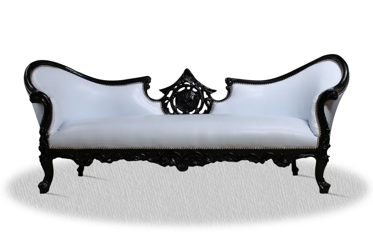 Barock Sofa Vampire Schwarz Weiß 220 x 70 x H. 80 cm - Lounge Couch
