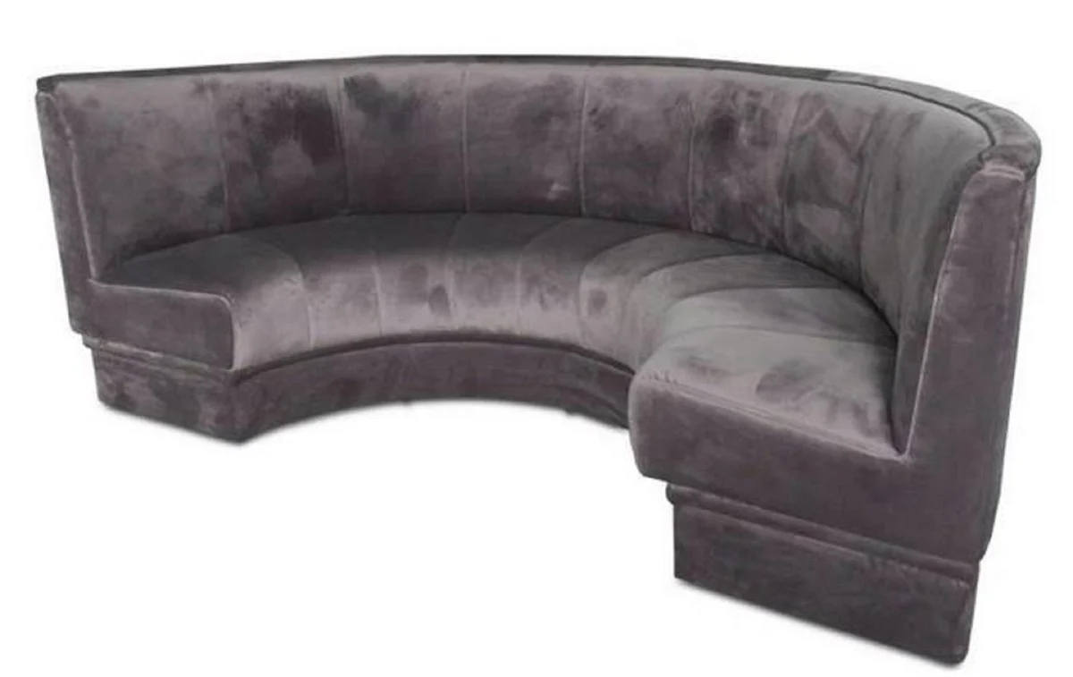 Luxus Sofa Grau 167 x 83 x H. 94 cm - Halbrundes Samt Sofa - Luxus Möbel