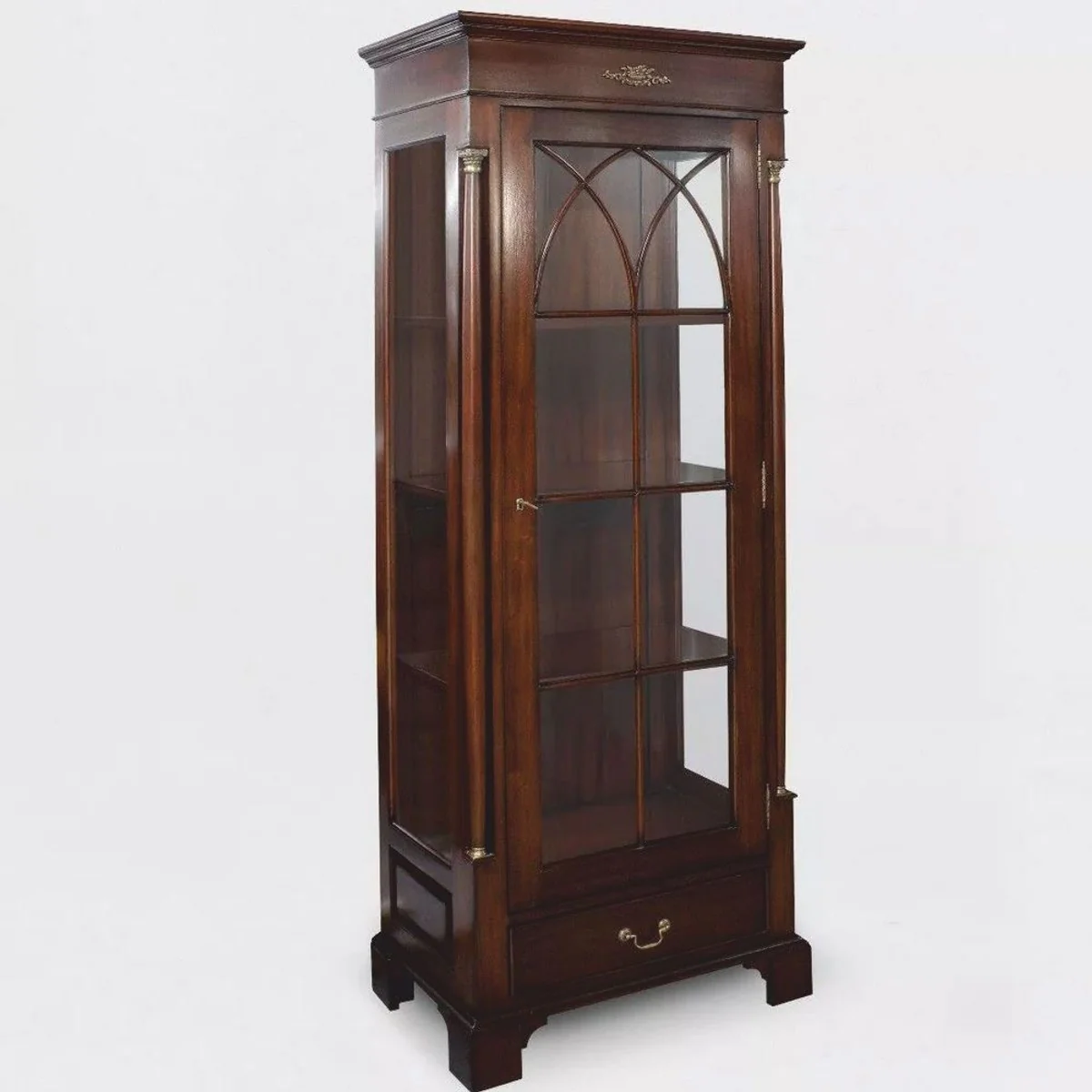 Luxus Barock Vitrine Dunkelbraun H. 189 cm - Barock Möbel