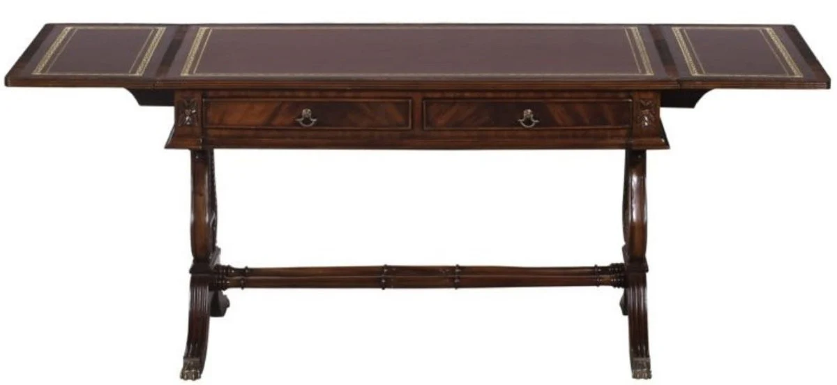 Luxus Barock Couchtisch Dunkelbraun / Braun 84 x 56,3 x H. 49,5 cm - Wohnzimmermöbel