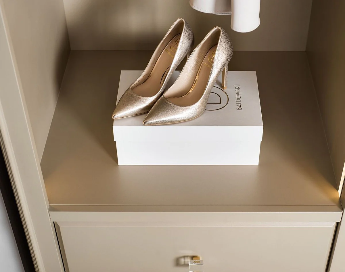 Luxus Kleiderschrank Beige 200 x 60 x H. 200 cm - Offener Schlafzimmer Schrank - Schlafzimmer Möbel - Hotel Möbel - Luxus Einrichtung - Schlafzimmer Einrichtung - Luxus Möbel