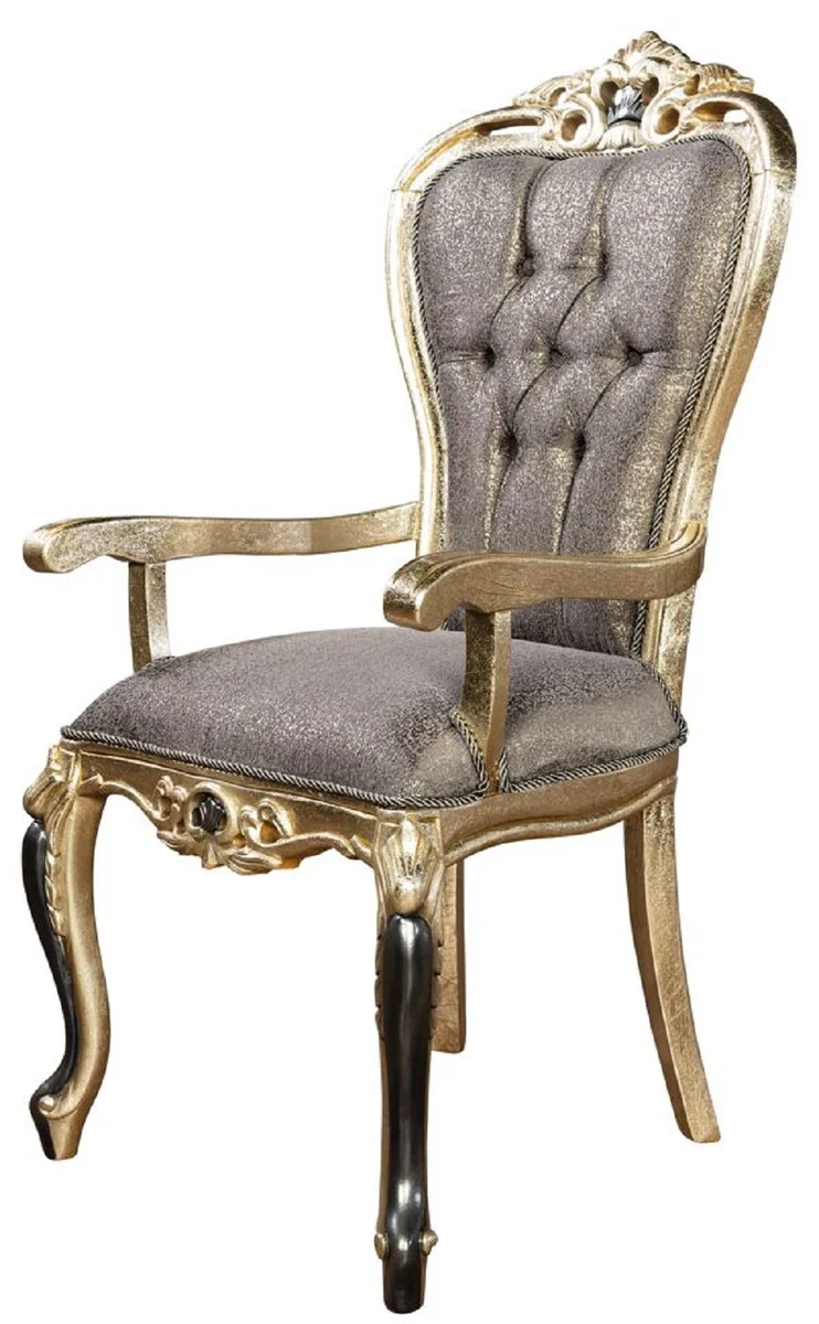 Luxus Barock Esszimmer Stuhl 8er Set Lila / Antik Gold / Schwarz - Handgefertigte Barockstil Küchen Stühle - Luxus Barockstil Esszimmer Möbel - Barock Esszimmer Möbel