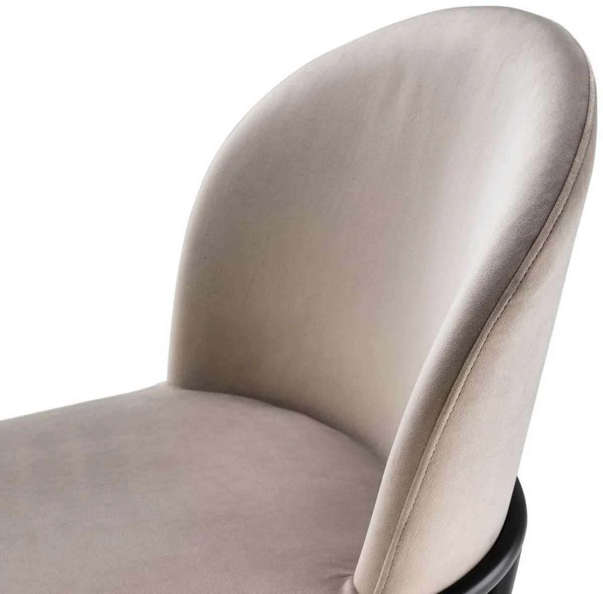 Luxus Esszimmerstühle Greige / Schwarz 49 x 56 x H. 82 cm - Küchenstühle mit edlem Samtstoff - Esszimmer Set