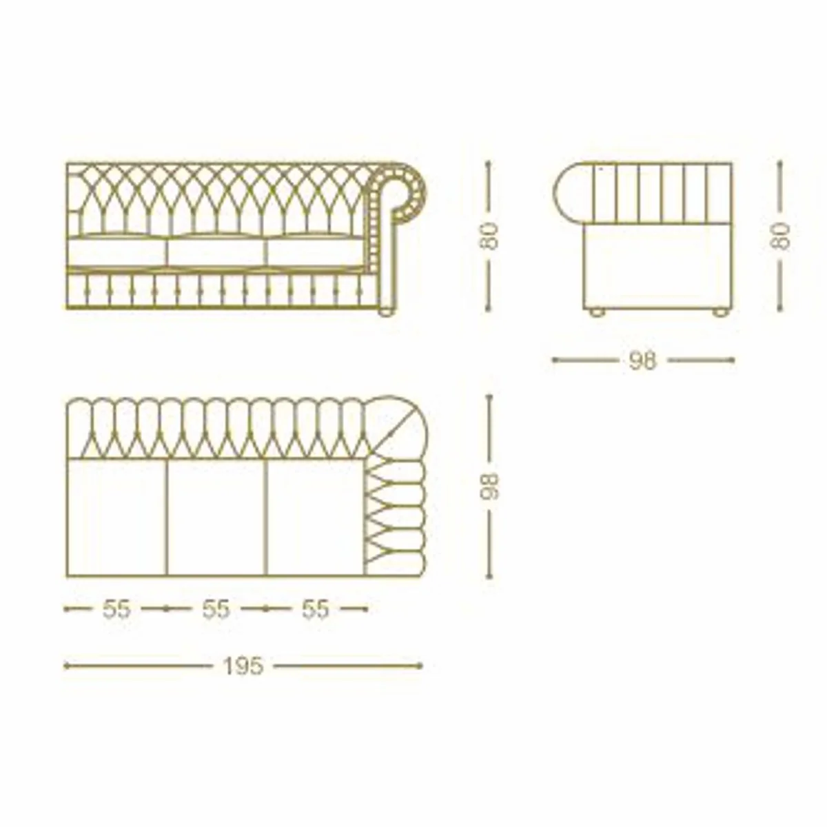 Luxus Chesterfield Leder Ecksofa Dunkelbraun 293 cm - Chesterfield Möbel