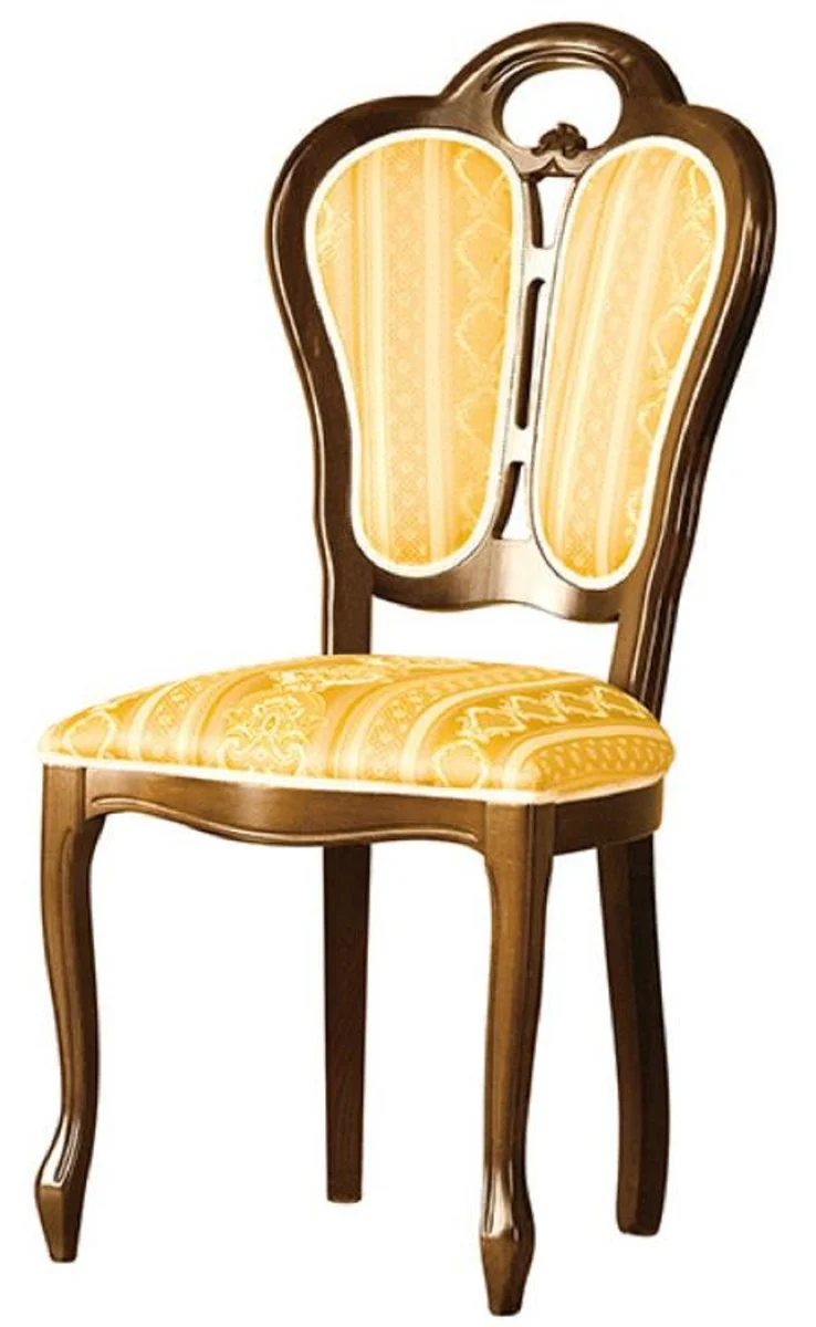 Luxus Barock Esszimmerstuhl Braun / Weiß / Gold 48 x 43 x H. 104,5 cm - Barock Esszimmermöbel