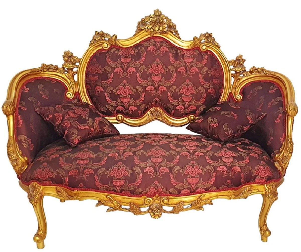 Barock Sofa Lila / Rosa / Gold - Prunkvolles Wohnzimmer Sofa im Barockstil - Wohnzimmer Möbel im Barockstil - Barock Möbel - Barock Einrichtung