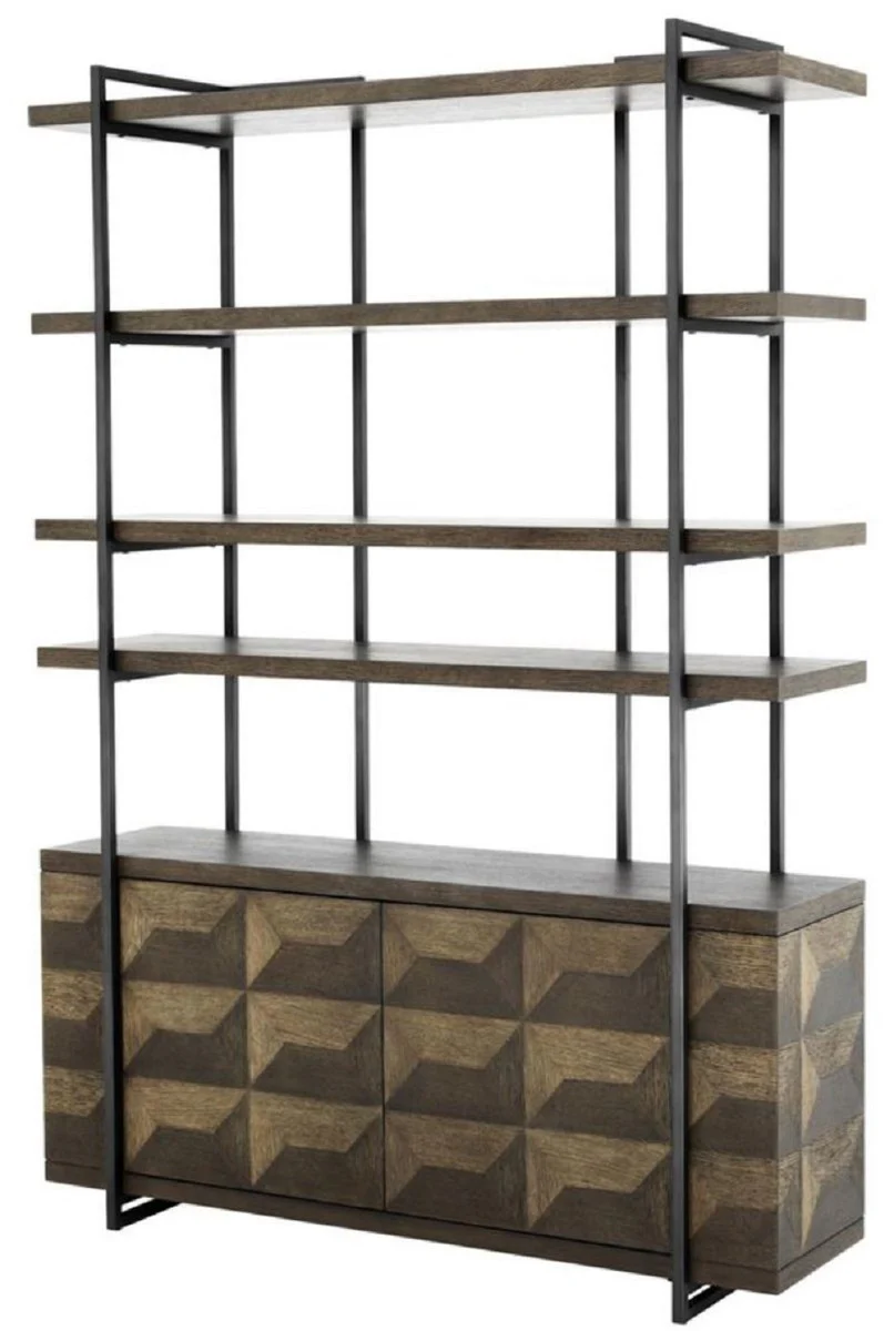 Luxus Regalschrank mit 2 Türen Braun / Bronze 140 x 40 x H. 200 cm - Wohnzimmerschrank