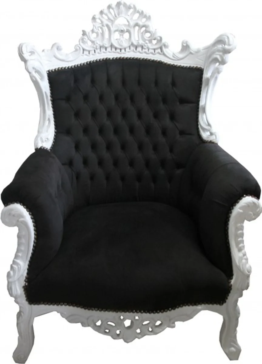 Barock Wohnzimmer Set Master Schwarz/Weiss - 3er Sofa+2er Sofa + 1 Sessel