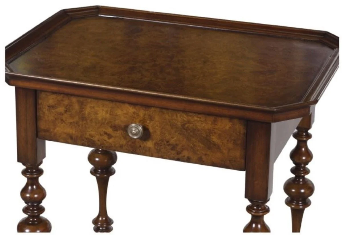 Luxus Barock Beistelltisch mit Schublade Braun / Dunkelbraun 58 x 42 x H. 69 cm - Barockmöbel