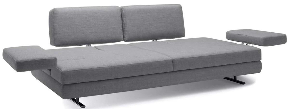 Luxus Wohnzimmer Sofa mit umklappbaren Armlehnen Grau 218 x 108 x H. 81 cm - Luxus Möbel