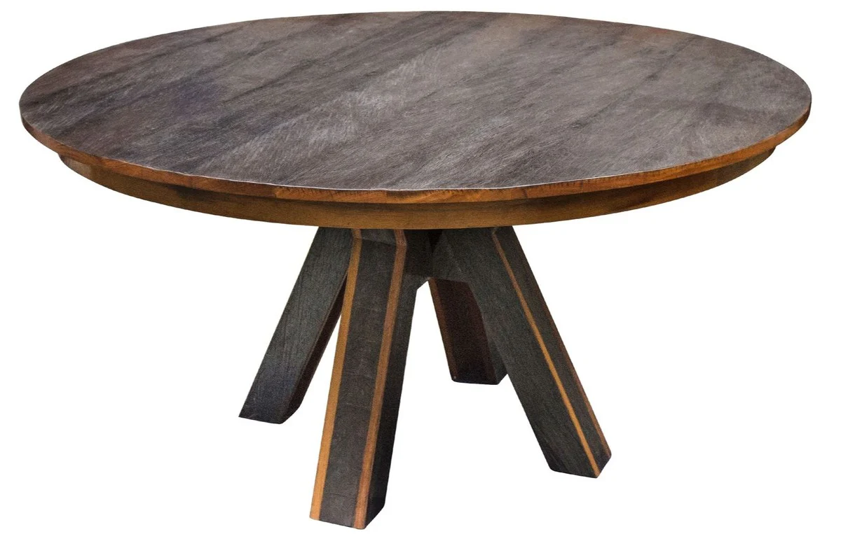 Esstisch Dunkelbraun / Schwarz Ø 150 x H. 77 cm - Luxus Esszimmermöbel