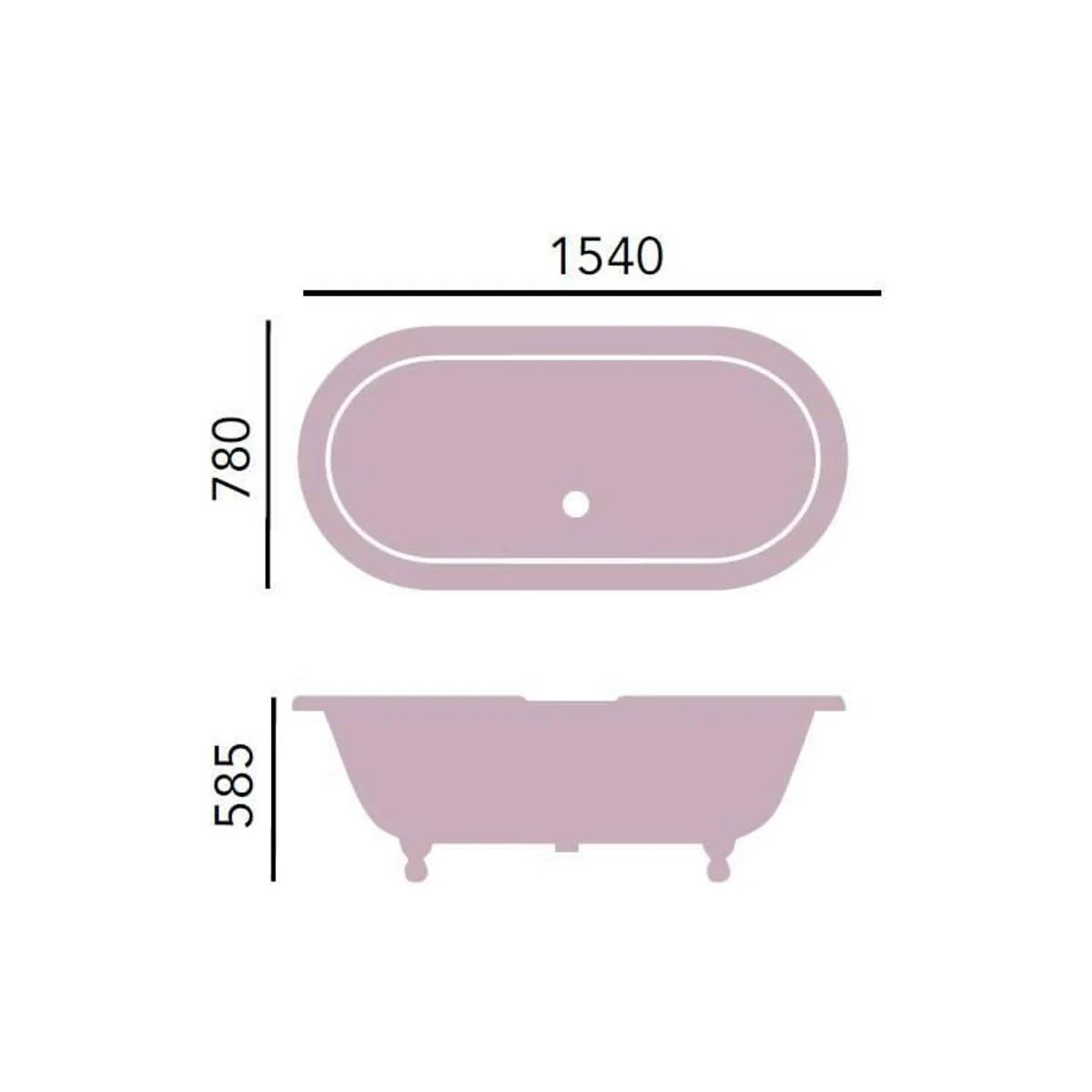 Luxus Gusseisen Badewanne Hellblau-grau / Weiß 154 cm - Gebogene freistehende Badewanne - Barock & Jugendstil Badezimmer Möbel